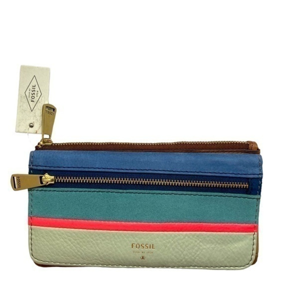 Fossil colorblock multitexture clutch wallet